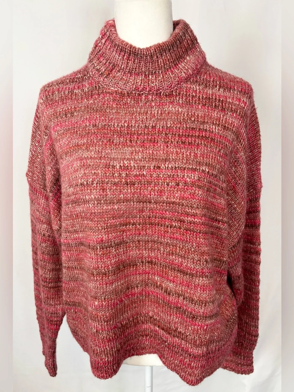 J. Crew Pink Space Dye Wool Blend Mock Neck Sweater